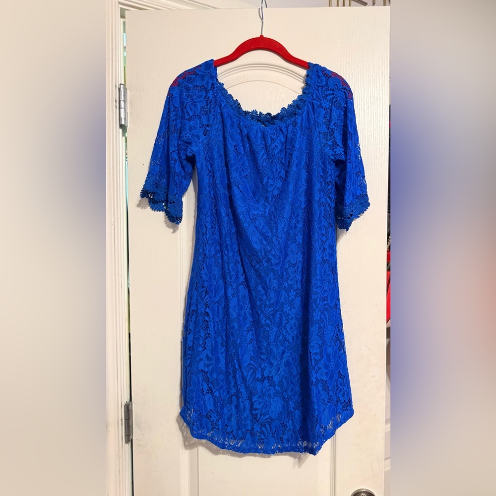 Chic Royal Blue Lace Dress